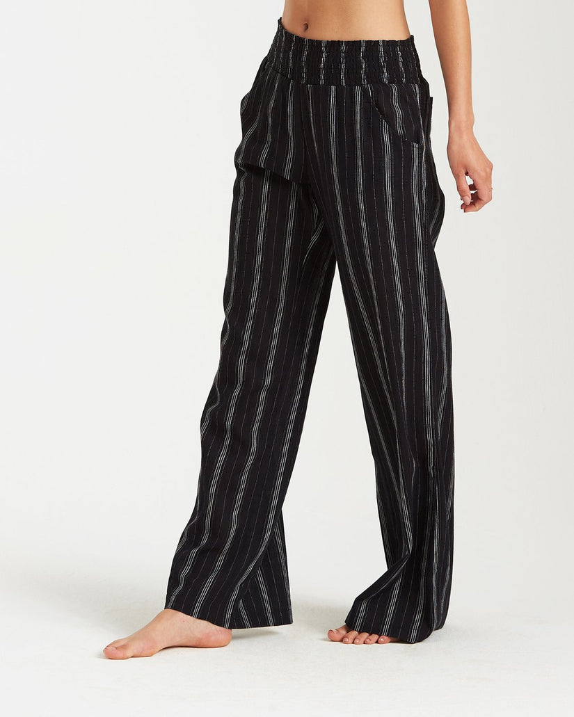 New Waves Striped Beach Pants - Black